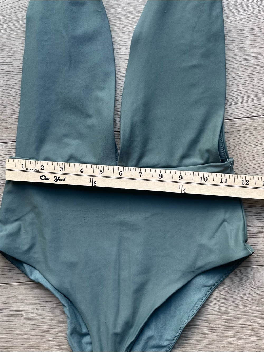 aerie Deep V Tie-Strap One-Piece Swimsuit in Sage Green - Picture 3 of 5